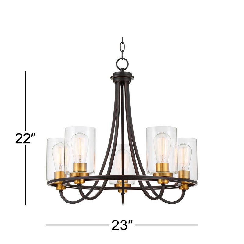 Possini Euro Design Demy Oil Rubbed Bronze Pendant Chandelier 23" Wide Rustic Clear Glass 5-Light Fixture for Dining Room House Foyer Kitchen Island, 4 of 10