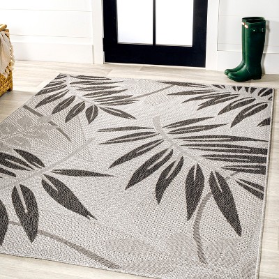 Havana Gray/Black Tropical Palm 4' x 6' Synthetic Area Rug