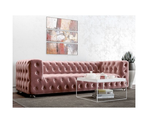 Ruby Tufted Velvet Sofa Blush Pink - AF Lifestlye