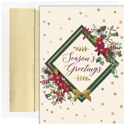 JAM Paper Christmas Cards & Matching Envelopes Set 7 6/7x5 5/8 Seasons Floral 526936600