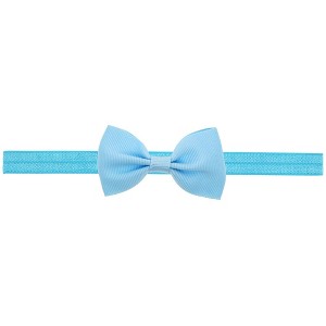 MyKids-Usa Newborn Baby 2 pcs. Small Size Bow Patched Pattern Solid Color Elastic Headband - 1 of 4