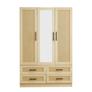 Keloyid Gray Wood 47.24 in. Armoire with 4 Drawers and 4 Shelves - 1 of 4