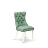 East West Furniture DAP2F12 Dallas Parson Dining Chairs - Button Tufted Nailhead Trim Dark Gray faux Leather Upholstered Chairs, Set of 2, linen white - 4 of 4
