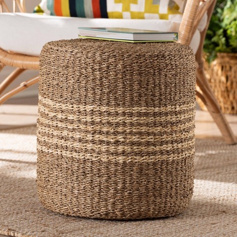 bali & pari Wickham Seagrass Ottoman Footstool Natural Brown - image 1 of 4