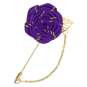 Unique Bargains Wedding Rose Men Suit Boutonnieres Lapel Pin 1 Pc - 1 of 4