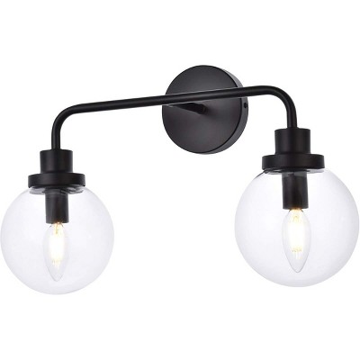 Elegant Black Metal and Glass 2-Light Dimmable Bath Sconce