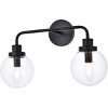 Elegant Lighting Hanson 2 lights bath sconce in black with clear shade - 3 of 4