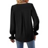 Coolmee Women's Long Puff Sleeve Tops Dressy Casual V Neck Tunic Shirts Loose Chiffon Work Blouse - 3 of 4