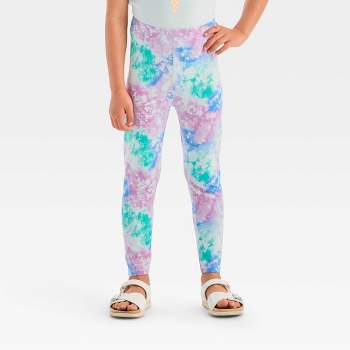 Rainbow Tie Dye Blue Women Leggings Side Pockets, Pastel Printed Yoga Pants  Graphic Workout Running Gym Des…