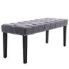 TUYOHW Upholstered Tufted Bench Ottoman, Dining Bench Bedroom Bench Footrest Stool Accent Bench for Dining Room, Dark Gray - 2 of 4