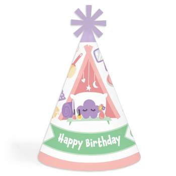 Big Dot of Happiness Pajama Slumber Party - Cone Happy Birthday Party Hats for Kids and Adults - Set of 8 (Standard Size)