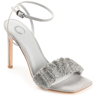 Journee Collection Womens Arlette Tru Comfort Foam Open Toe High Stiletto Pumps Grey 7