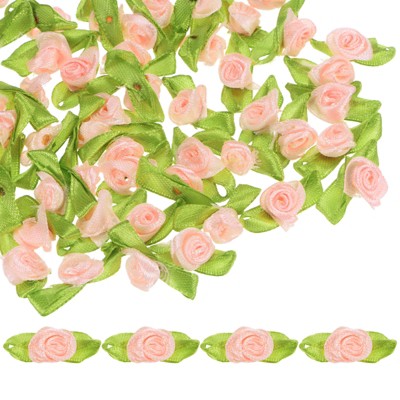 Unique Bargains Mini Ribbon Roses Fabric for Crafts Wedding 100 Pcs