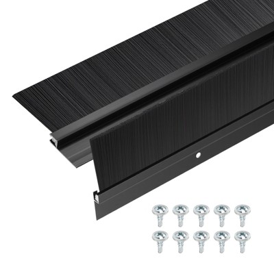 Unique Bargains Aluminum Nylon Door Brush Bottom Sweeps 35.46" x 2.68" Black 2 Pcs