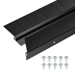 Unique Bargains Aluminum Nylon Door Brush Bottom Sweeps 35.46" x 2.68" Black 2 Pcs - 1 of 4