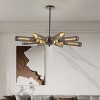 BAOURE 25in Black and Gold Linear Pendant Light with Cylindrical Mesh Shades, 3 Light Modern Chandelier for Dining Room Kitchen Island Living Room - 2 of 4