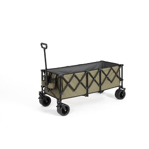 XINGHANZHENXUAN Foldable Extended Wagon, Utility Garden Cart with Big All-Terrain Beach Wheels, Drink Holders - 1 of 4