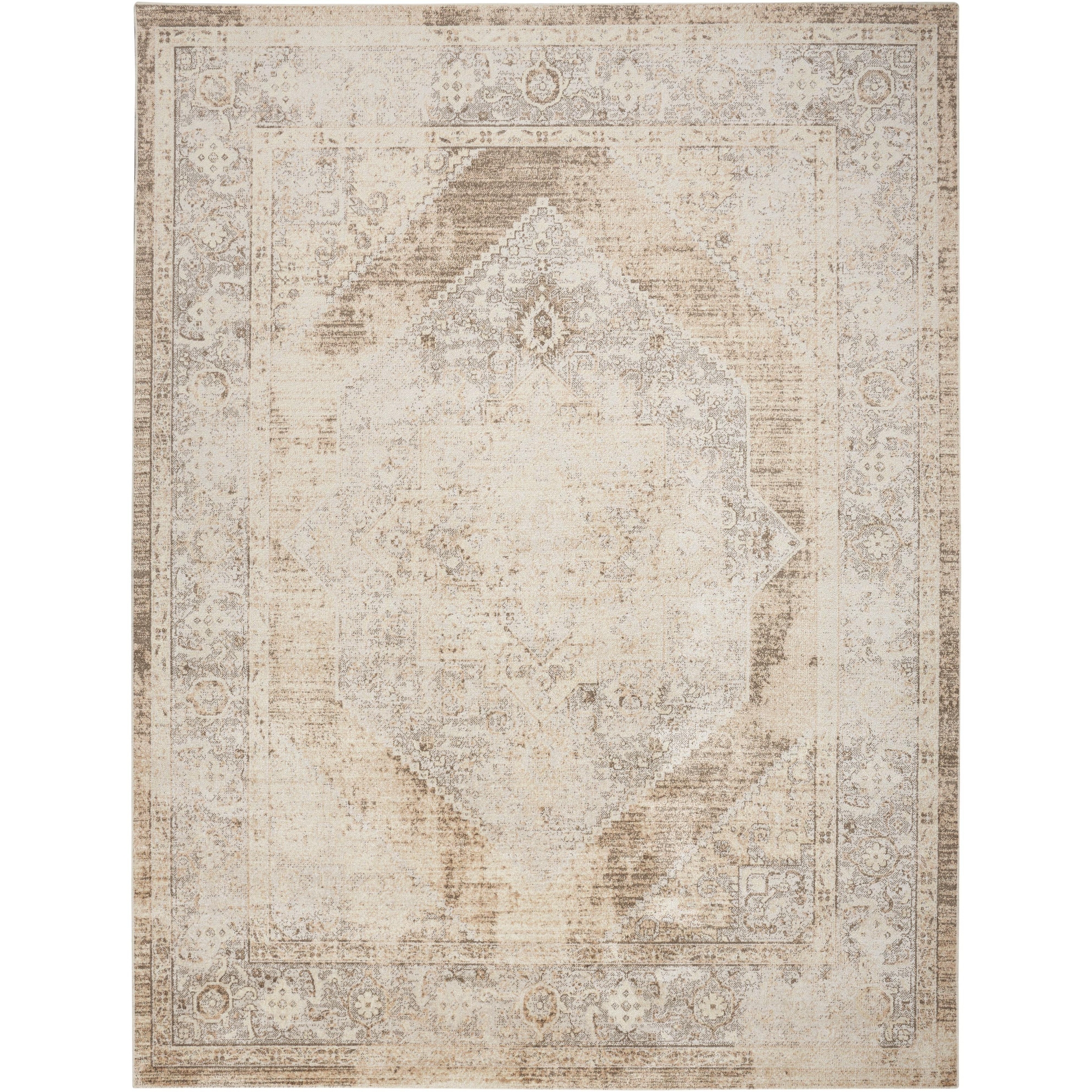 Nourison Astra Machine Washable 9' x 12' Beige Vintage Indoor Flatweave Rug