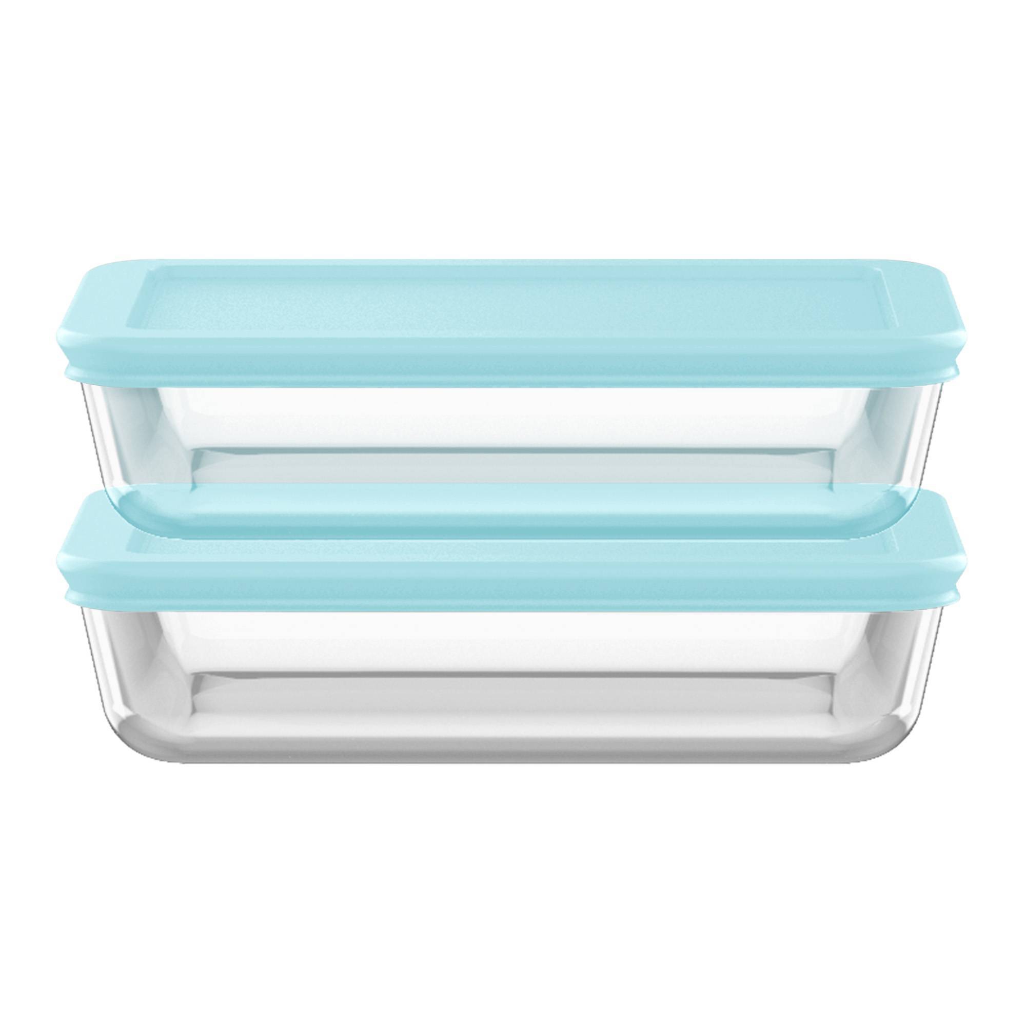 Pyrex 4pc 3c Rectangular Food Storage Container Set Ocean Mist