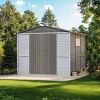 Outdoor Gray Backyard Storage Shed,Iron-Wood Frame Garden Bike Shed with Windows,Iron Doors,All-Weather Waterproof Garden Tool Shed-Coolbibila - 3 of 4