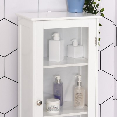 Slim Tower White Storage Cabinet with Anti-Toppling Design