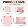 Unique Bargains PU Leather Anti-Slip Square Key Jewelry Valet Tray 4.9" x 4.9" 2 Pcs Pink - 2 of 4
