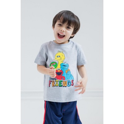 Sesame Street Elmo Cookie Monster Big Bird Little Boys 2 Pack T-Shirts Gray/Red 6 — фото 4