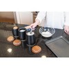 Nat & Jules Lidded Black 6 inch Ceramic and Wood Kitchen Canisters Set of 3 - 4 of 4