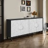 ORRD Carved Flower Door Large Storage Cabinet With Metal Handle Suitable For Living Room, Kitchen, Entryway(Natural Wood) - 2 of 4