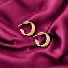 Slickblue Women's Thick Flat Metallic Hoop Earrings, Open Style, Casual Everyday Look, Gold, 1 Inch Length - 3 of 3