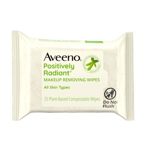 Aveeno Positively Radiant Oil-Free Makeup Removal Facial Wipes for All Skin Types - 25 ct - 1 of 4