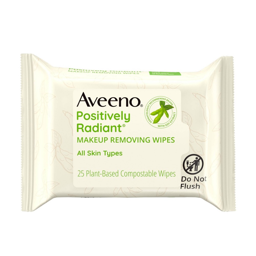Photos - Cream / Lotion Aveeno Positively Radiant Oil-Free Makeup Removal Facial Wipes for All Ski 