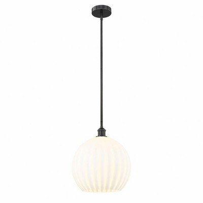 White Venetian - 1 Light Stem Hung Pendant In Modern Style-16.13 Inches Tall and 13.75 Inches Wide