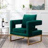 TOAOTBNBO Velvet Modern Accent Chair with Gold Metal Frame, Upholstered Armchair with Cut-out Square Armrests Soft Office Lounge Chair - 4 of 4