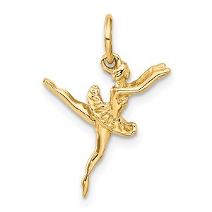 Black Bow Jewelry 14k Yellow Gold Small 3D Ballerina Pendant Charm - 1 of 4
