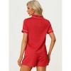 cheibear Women's Silky Satin Button Down Shirt with Shorts Sleepwear Pajama Sets - 3 of 4