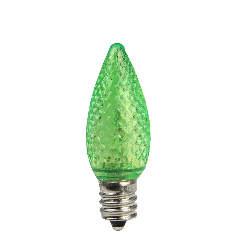 Northlight Pack of 4 Faceted Transparent Green LED C7 Christmas Replacement Bulbs, 1 of 3