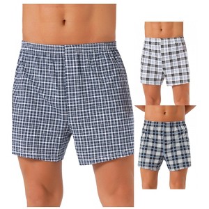 INSPIRE CHIC Men's 3 Pack Elastic Waistband Plaid Printing Boxer Shorts - 1 of 4