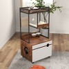 Cat Litter Box Enclosure With Cat Tree Tower Wooden Hidden Wooden Litter Box Furniture With Scratching Pads, White+Vintage, American Design - 2 of 4