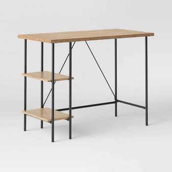 Wood and Metal Writing Desk with Storage Natural - Room Essentials™