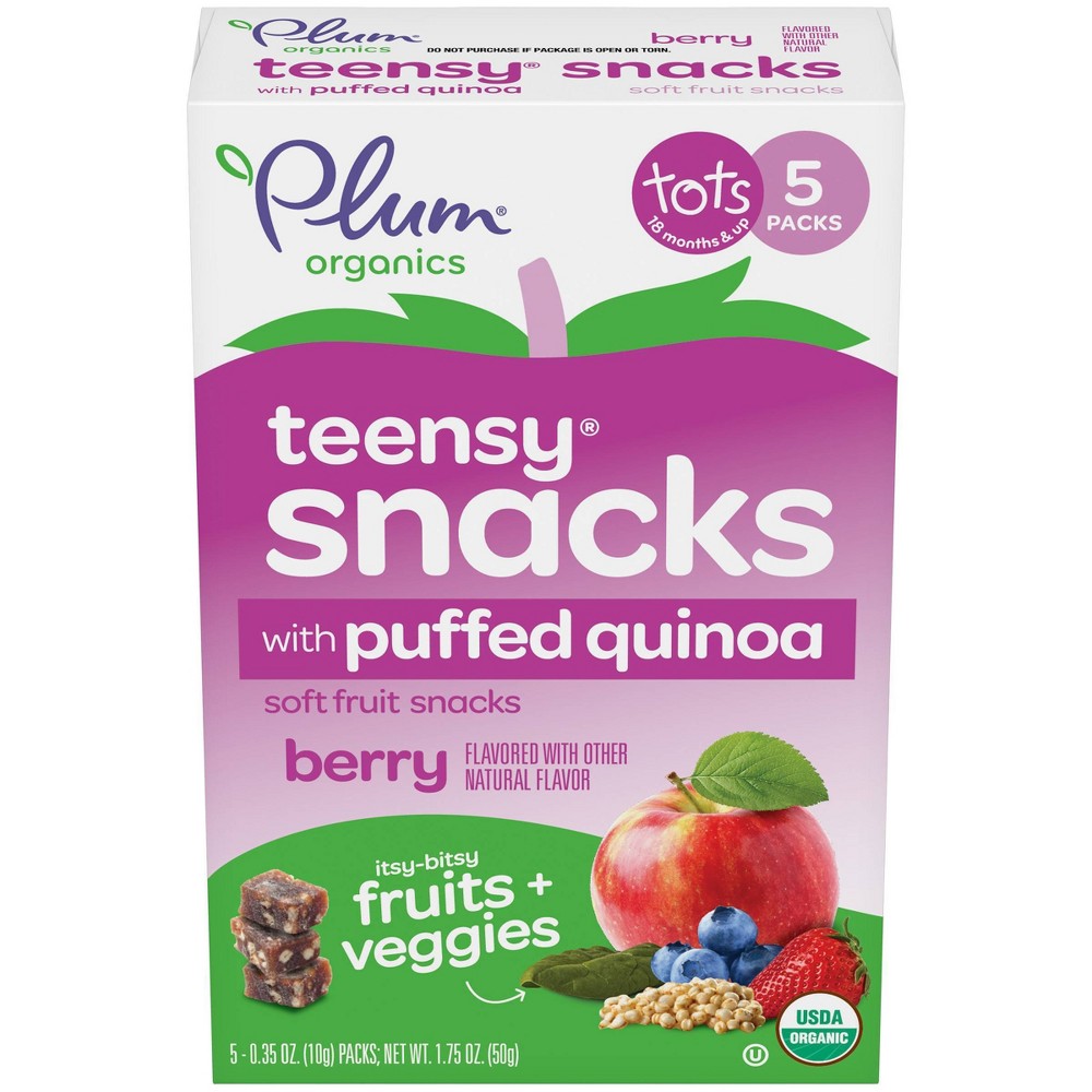 Plum Organics Teensy Crisps Mixed Berry Spinach and Quinoa Baby Snacks - 5ct/1.75oz Each 