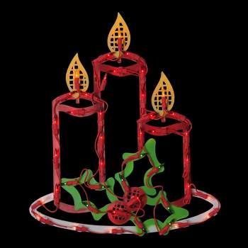 Northlight 16.5" Lighted Candles with Holly and Berry Christmas Window Silhouette