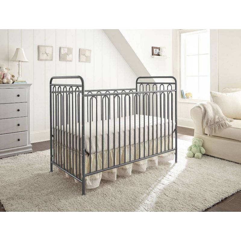 L.A. Baby Trinity 3-in-1 Convertible Full Sized Metal Crib - Pebble Gray, 2 of 6