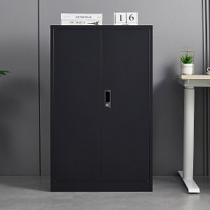 Ridstar Folding Metal File Storage Cabinet with Locking Door & Adjustable Shelves for Office & Home-Black - 1 of 4
