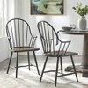 Buylateral Set of 2 Milo Farmhouse Metal Spindle Wood Seat Windsor Dining Chairs Black/Espresso: Modern Farmhouse Kitchen Chairs - 2 of 4