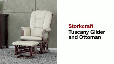 Storkcraft tuscany glider and hotsell ottoman with lumbar pillow