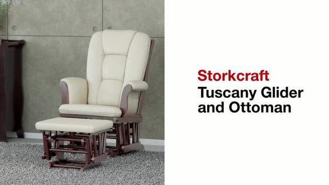 Storkcraft Tuscany White Frame Glider and Ottoman, 2 of 11, play video