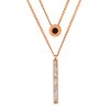 Steeltime 24" 18k rose gold plated stainless steel double layered dog tag and round onyx necklace - 2 of 4