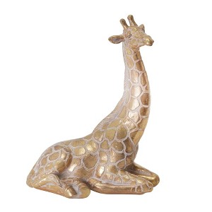 Sagebrook Home Sitting Giraffe Sculpture - Contemporary Polyresin Metallic Gold Nature Safari Decorative - 1 of 4