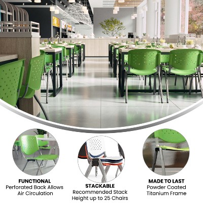 Green Plastic Stacking Reception Chair with Metal Frame